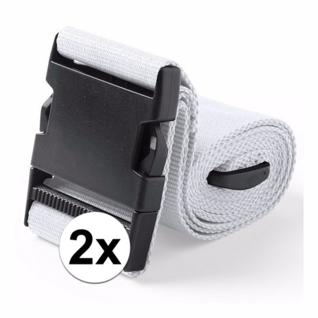 2x Suitcase belts white 180 cm