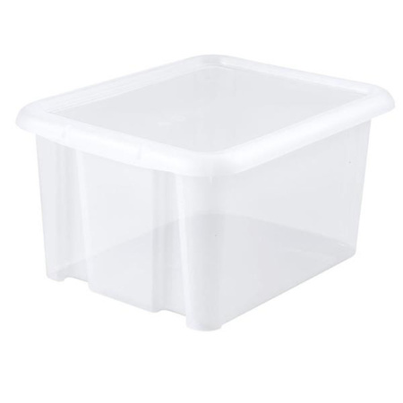 2x pieces storage boxes plastic white L44 x W36 x H25 cm stackable