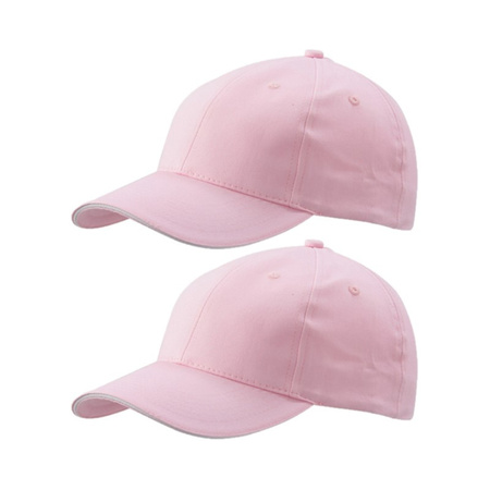 2x stuks lichtroze baseball cap 100% katoen voor volwassenen