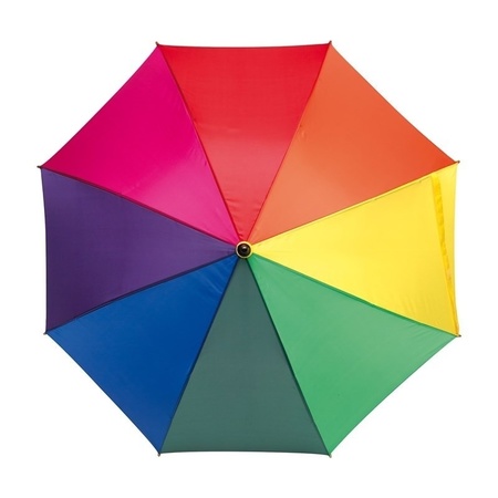 2x stuks luxe Regenboog paraplu met houten handvat 103 cm