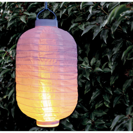 2x stuks luxe solar lampion/lampionnen wit met realistisch vlameffect 20 x 30 cm 