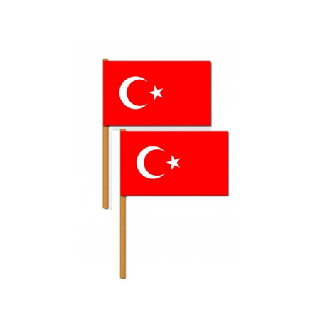 2x pieces luxe hand flag Turkey 30 x 45 cm