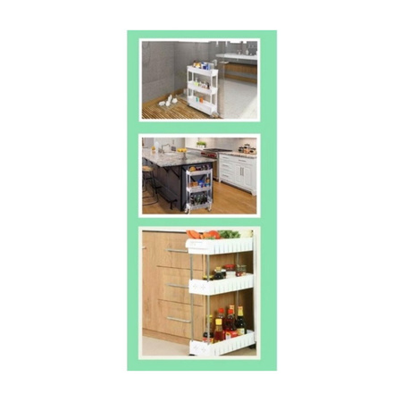 2x stuks Opberg trolley/roltafel/organizer wit met 3 manden 42 x 26 x 80 cm