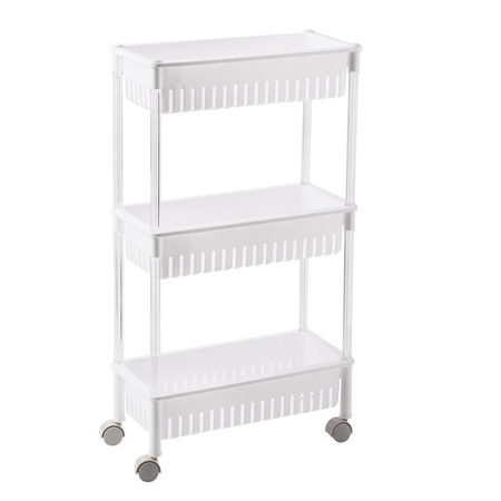2x Storage trolley white with 3 baskets 45 x 21 x 80 cm