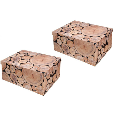 2x pieces storage boxes wood 52 x 38 cm