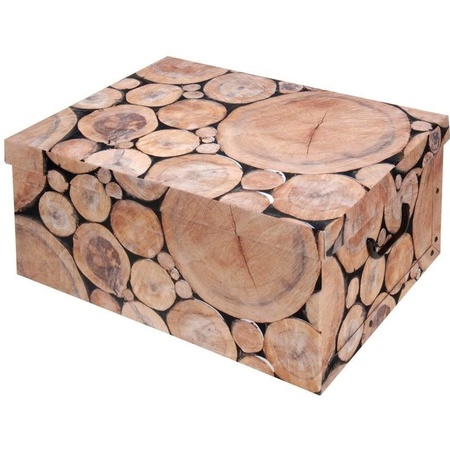 2x pieces storage boxes wood 52 x 38 cm