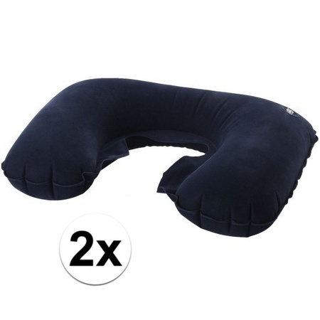 2x Neck cushion inflatable blue
