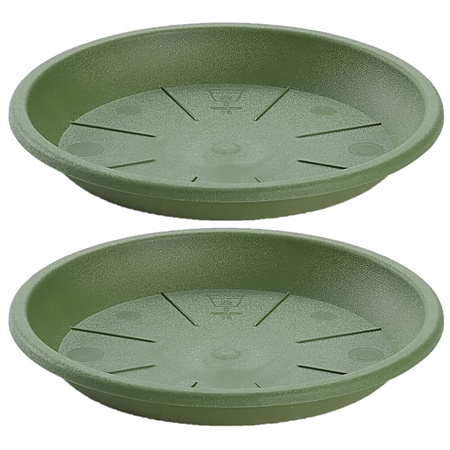 2x pieces dish for plant pot green 40 cm