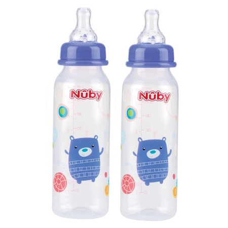 2x pieces purple Nuby baby drink bottle 240 ml