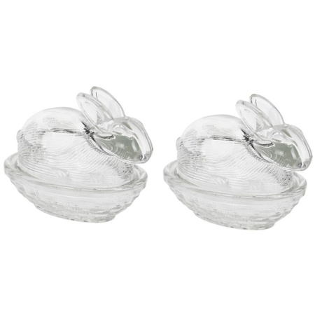 2x Easter decoration cup glass rabbit