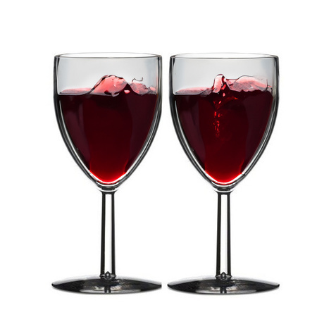 2x stuks rode wijn glazen van kunststof 300 ml