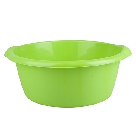2x stuks ronde afwasteil / afwasbak groen 10 liter