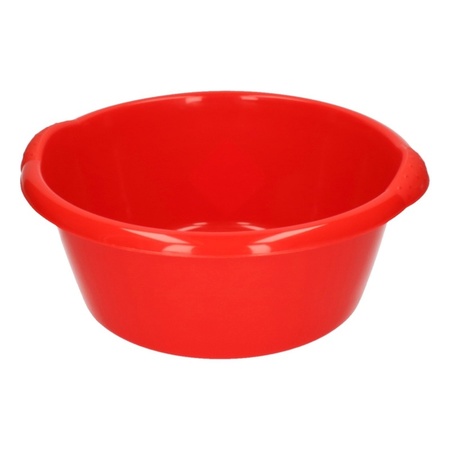 2x stuks ronde afwasteil / afwasbak rood 10 liter