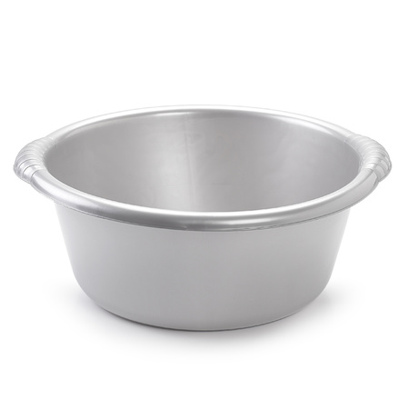 2x pieces round dish pan silver 10 liter
