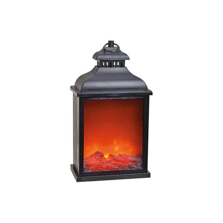 2x pieces lED lantern/lamp black with flame light L15 x B25 x H45 cm