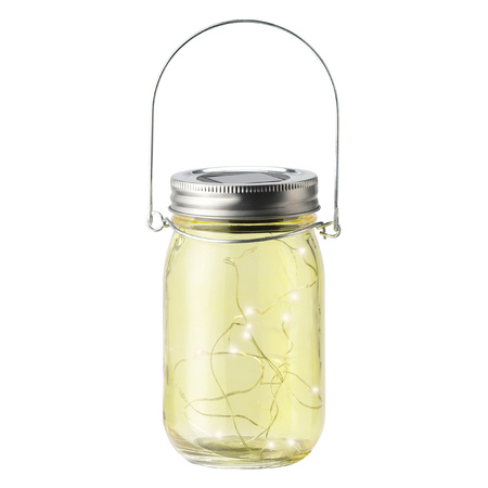 2x pieces solar lamps/lights jar with lid yellow glas 14 cm
