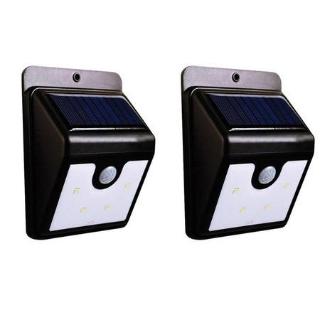 2x stuks solar tuinverlichting / muurlampen LED wandlamp spatwaterdicht met bewegingssensor