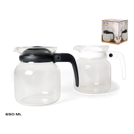 2x pieces teapot/coffeepot with black lid and handle 0,65 liters