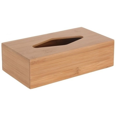 2x stuks tissuebox/tissuedoos van bamboe hout B10 x H9 x L23 cm