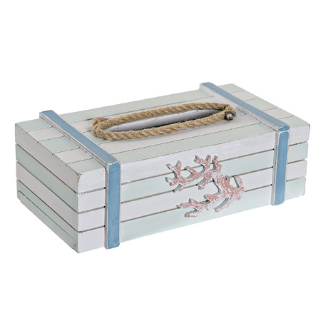 2x stuks tissuedozen/tissueboxen wit rechthoekig van hout 22 x 14 x 8 cm