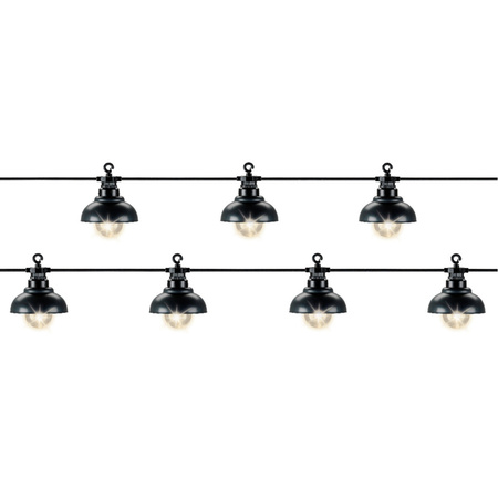 2x stuks tuinverlichting lichtsnoeren met 10 lampenkappen lampjes 450 cm