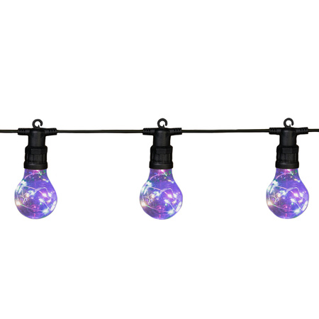 2x stuks tuinverlichting lichtsnoeren met lampjes/bollampjes gekleurd 10 meter