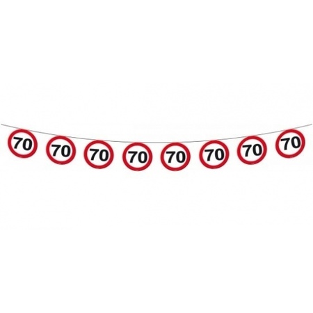 2x Traffic sign garland 70 years 10 meters