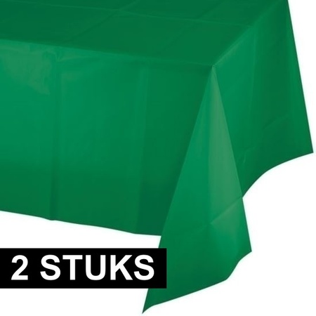 2x Tafelkleed groen 137 x 259 cm plastic