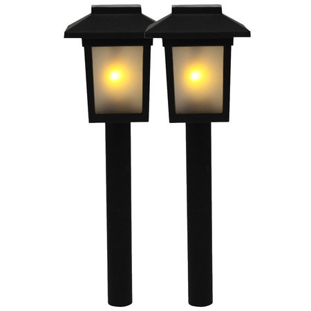2x Tuinlamp fakkel / tuinverlichting met vlam effect 34,5 cm
