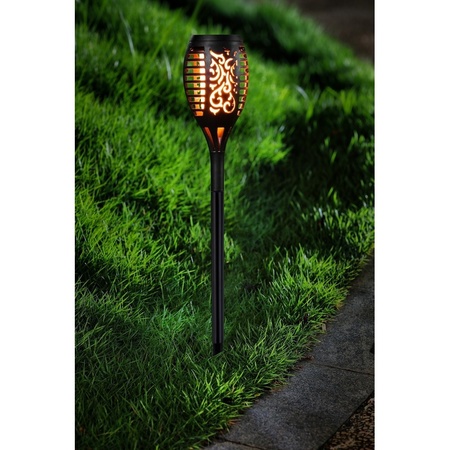 2x Tuinlamp fakkel / tuinverlichting met vlam effect 48,5 cm