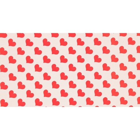 2x Wrapping paper red heart print 70 x200 cm