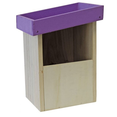 2x Birdhouses/birdnests with purple roof 25 cm