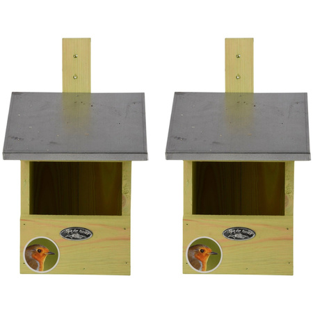 2x Vogelhuisjes/nestkastjes voor grote roodborst 33.3 cm