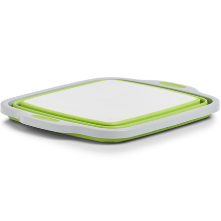 2x Wit/groene opvouwbare afwasteil/afwasbakken met snijplank 40 x 32 cm 11 liter