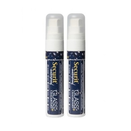 2x White chalk pens round tip 7-15 mm