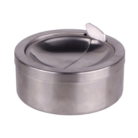 2x Silver ashtray round 11 cm stainless steel