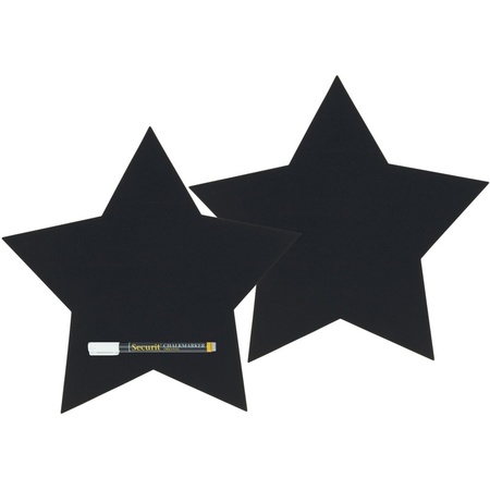 2x Zwarte sterren krijtborden 26 cm inclusief stift
