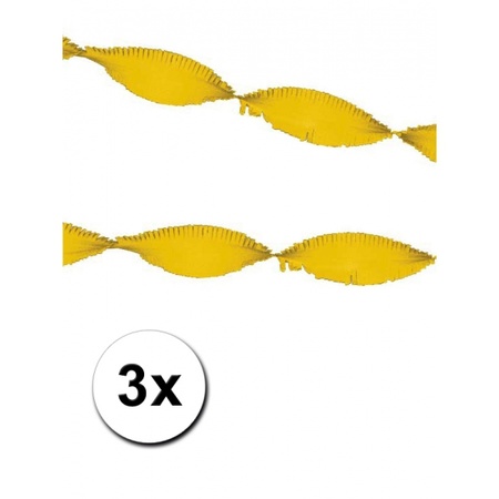 3 gele crepe papier slingers 5 meter 