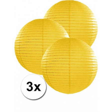 3 yellow paper lanterns 35 cm