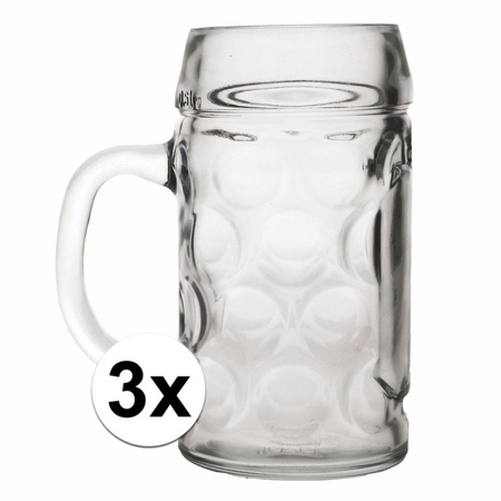 3 glazen bierpullen 1 liter