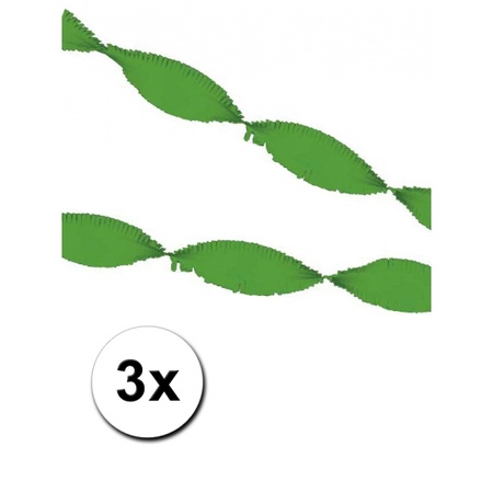 3 groene crepe papier slingers 5 meter