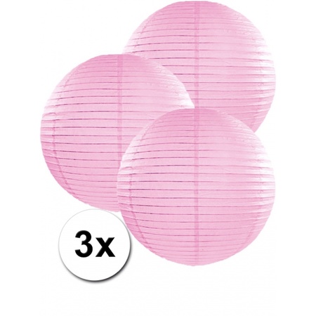 3 light pink paper lanterns 35 cm