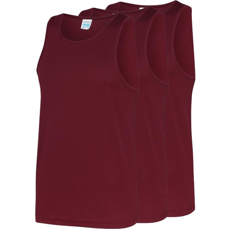 3-Pack Maat 2XL - Sport singlets/hemden bordeaux rood voor heren