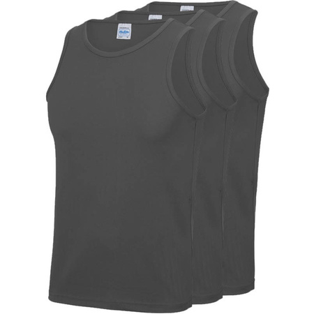 3-Pack Maat L - Sport singlets/hemden grijs voor heren