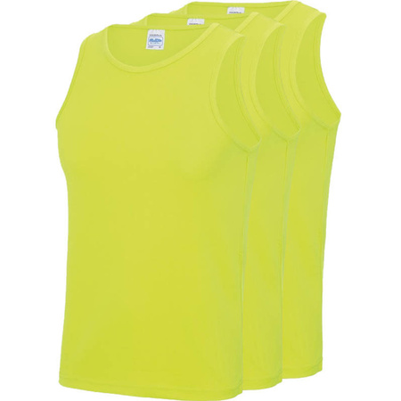 3-Pack Maat L - Sport singlets/hemden neon geel voor heren