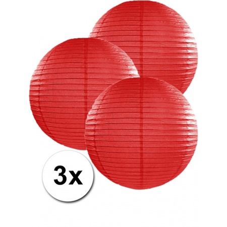 3 red paper lanterns 35 cm