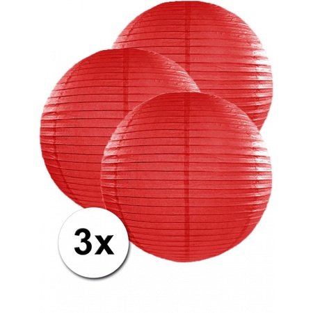 3 red paper lanterns 50 cm