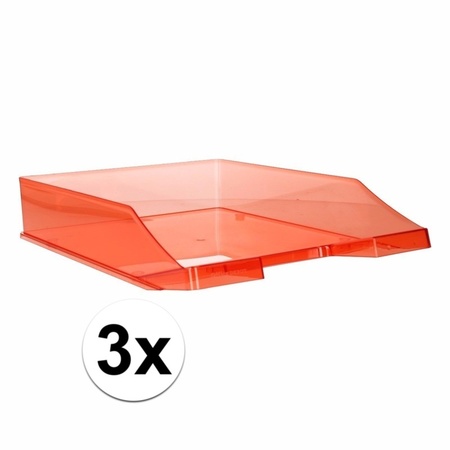 3 pcs letter tray transparent red A4 size
