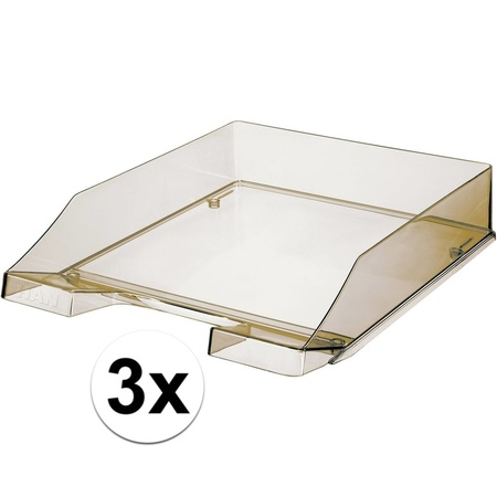 3 pcs Letter tray transparant smokey grey A4 size HAN