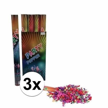 3 stuks Confetti kanonnen kleuren 60 cm